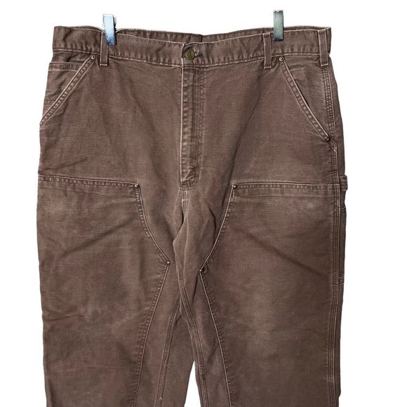 VTG Carhartt Double Knee Dungaree Pants 40X32 - Picture 2 of 8